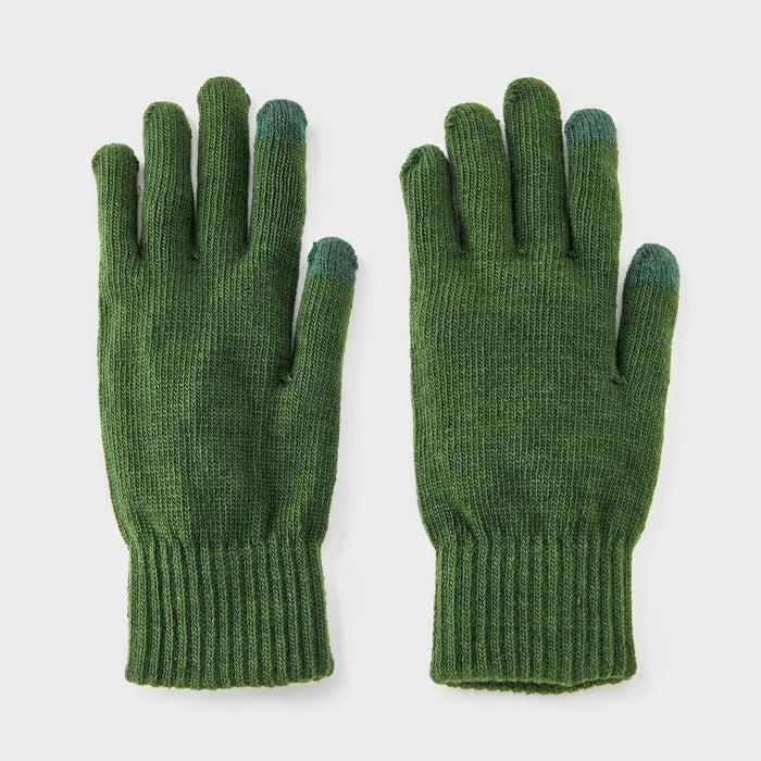 Men's Knit Tech Touch Gloves - Goodfellow & Co Dark Green One Size Fits Most
