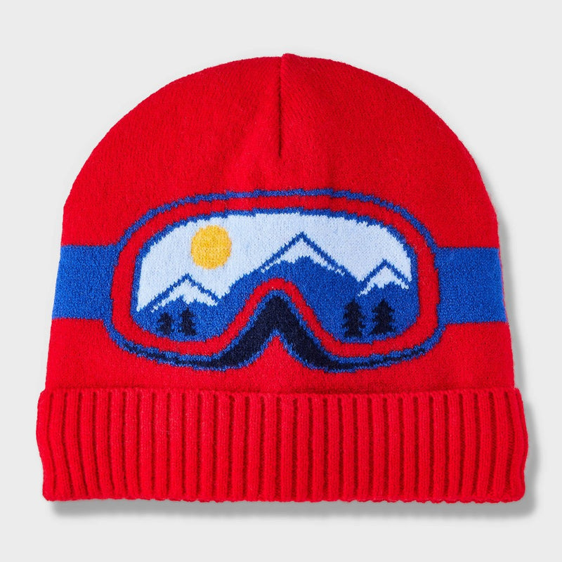 Boys' Retro Ski Goggle Beanie Hat - Cat & Jack Red