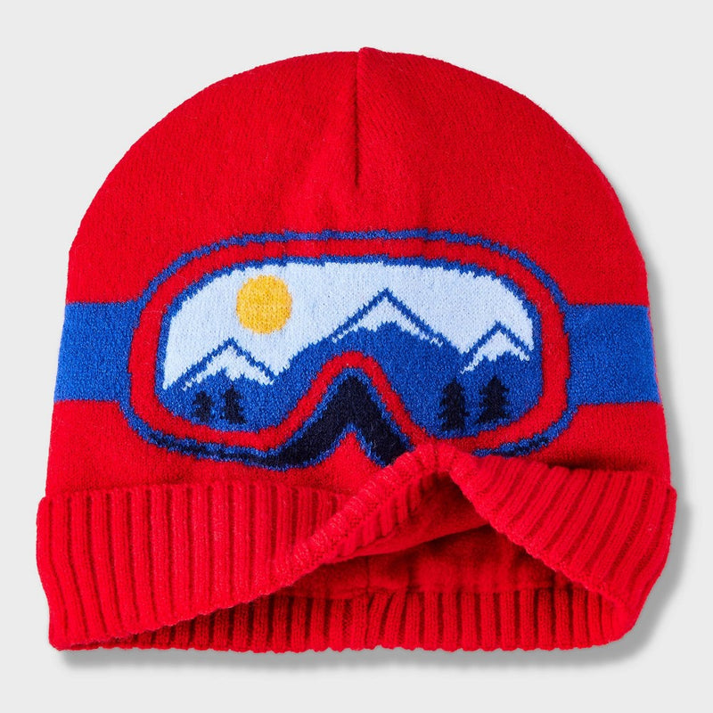Boys' Retro Ski Goggle Beanie Hat - Cat & Jack Red