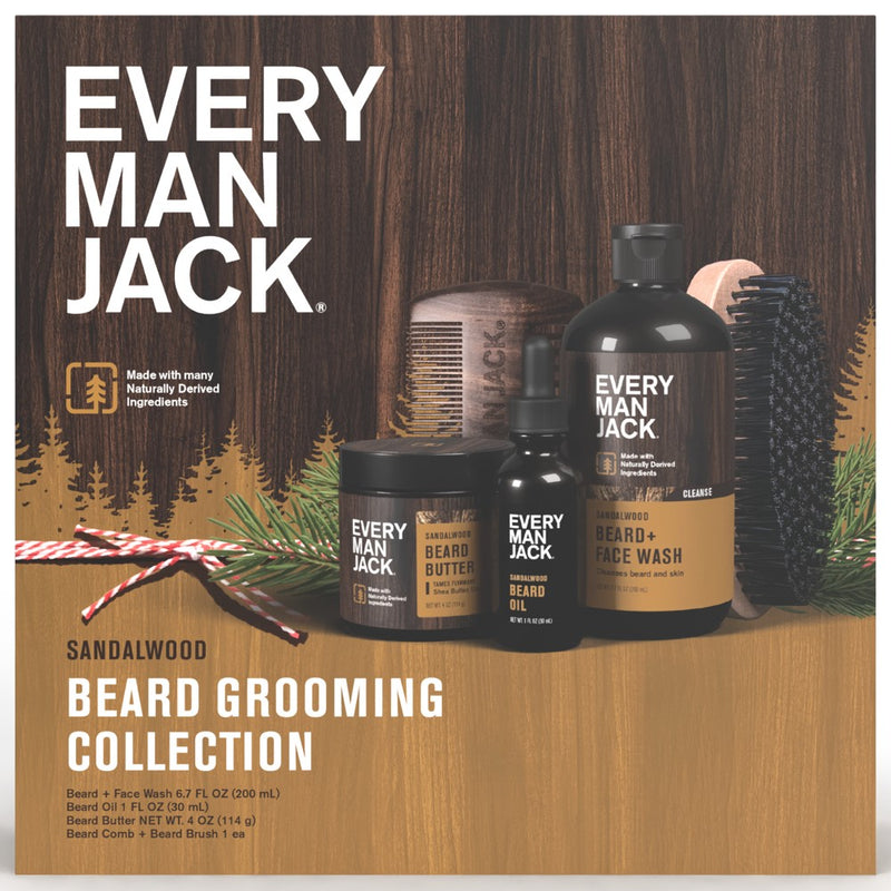 Every Man Jack Beard Grooming Kit - Sandalwood - Travel Size - 5ct