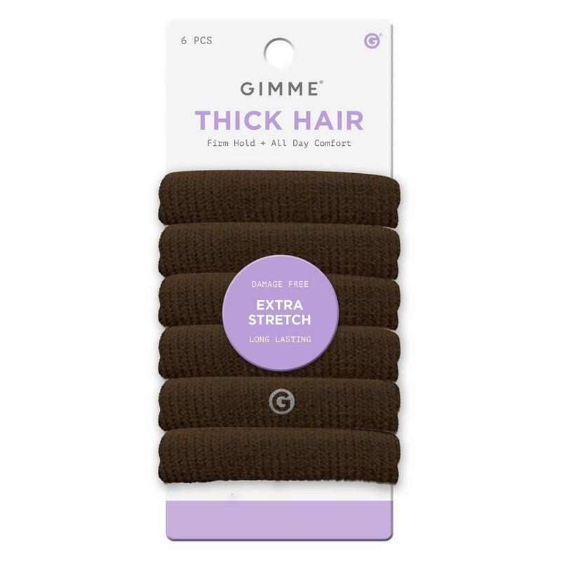 Gimme Beauty Thick Extra Stretch Hair Tie Bands - Brown -6ct