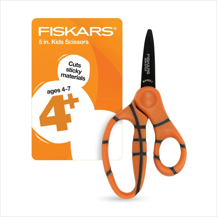 Fiskars 5" Non-Stick Sports Point Kids' Scissors Basketball