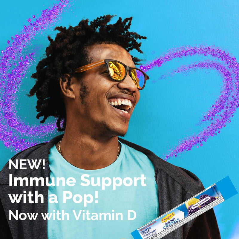 Emergen-C Immune + Crystals On-the-Go Immune Support Supplement Stick Packs - Berry Lemonade - 28ct
