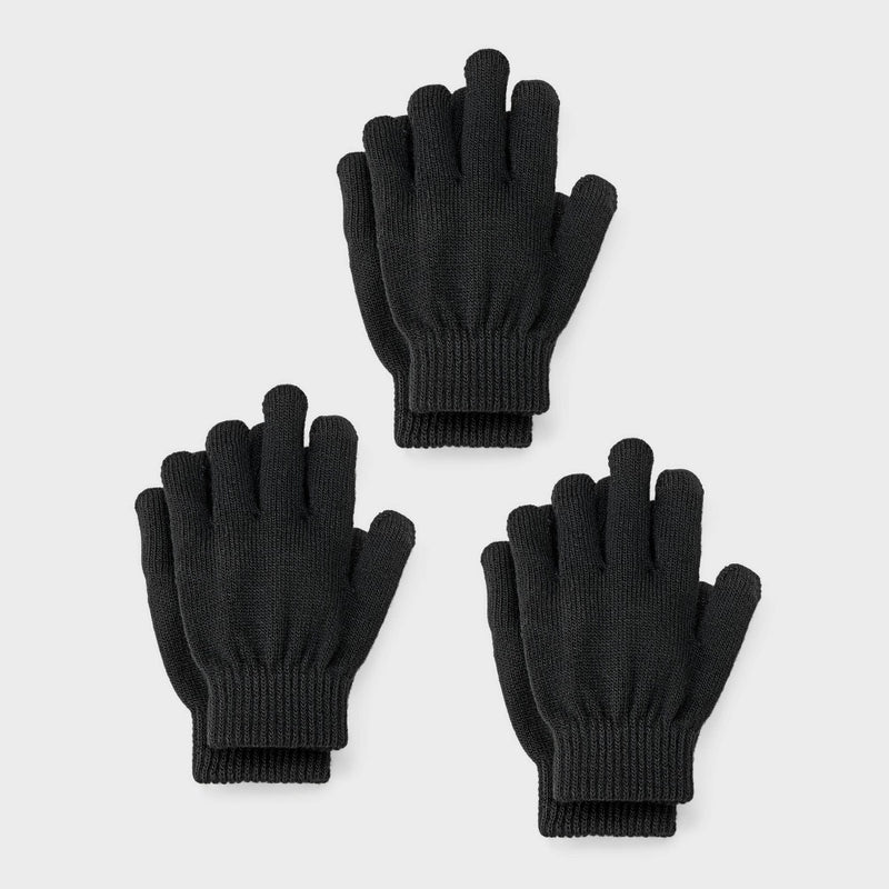 Kids' 3pk Value Gloves - Cat & Jack Black