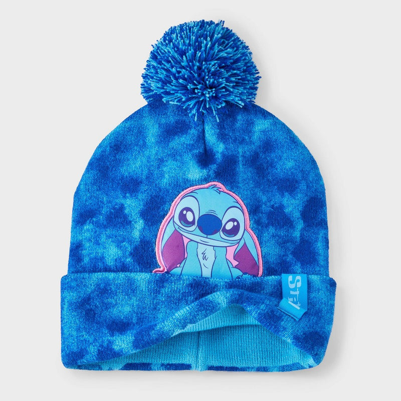Girls' Disney Stitch Tie-Dye Pom Beanie