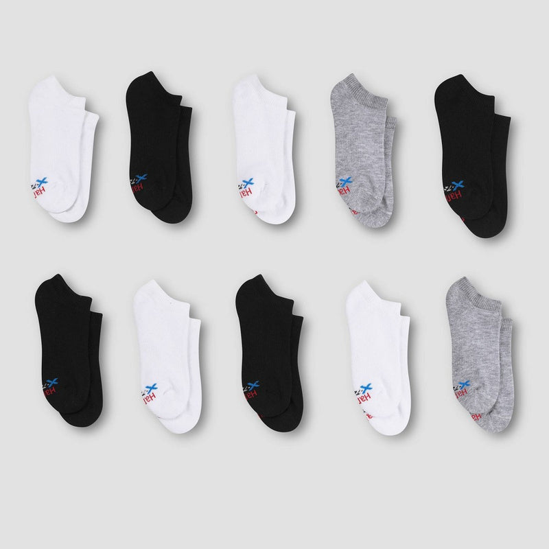 Hanes Boys' X-Temp No Show 9 + 1 Bonus Pack Athletic Socks - Colors May Vary L