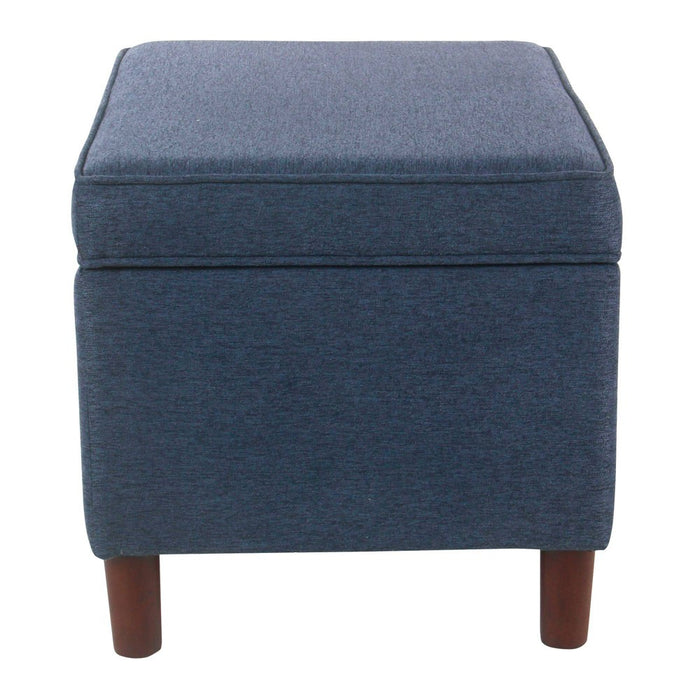 24" Storage Ottoman Blue - HomePop: Hinged Lid, Bedroom & Living Room Furniture (LOCAL PICKUP ONLY)