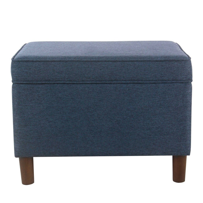 24" Storage Ottoman Blue - HomePop: Hinged Lid, Bedroom & Living Room Furniture (LOCAL PICKUP ONLY)