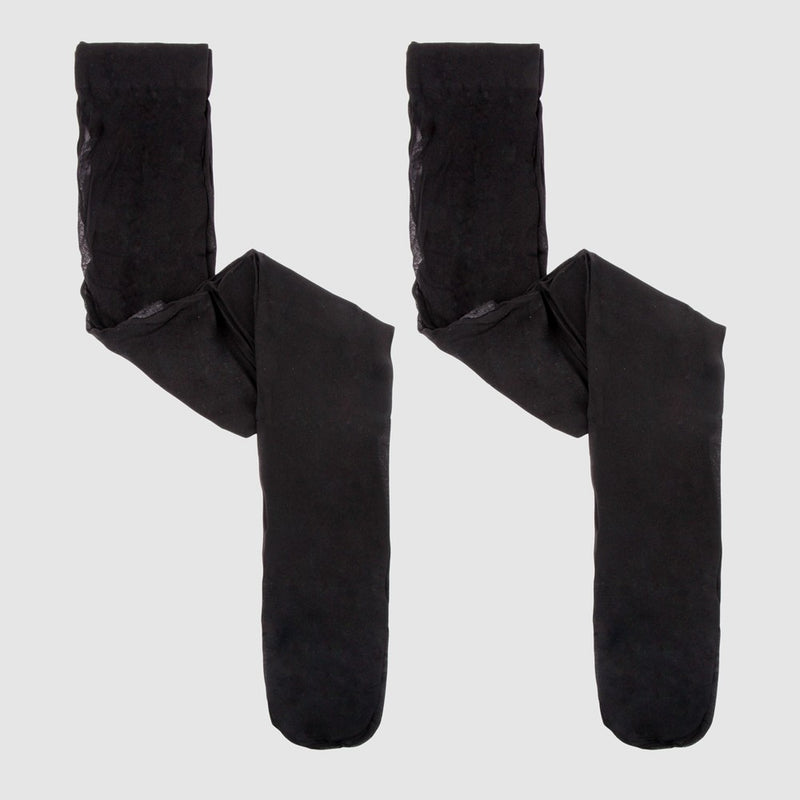 Girls' High Waisted 2pk Pantyhose - Cat & Jack Black 7-10