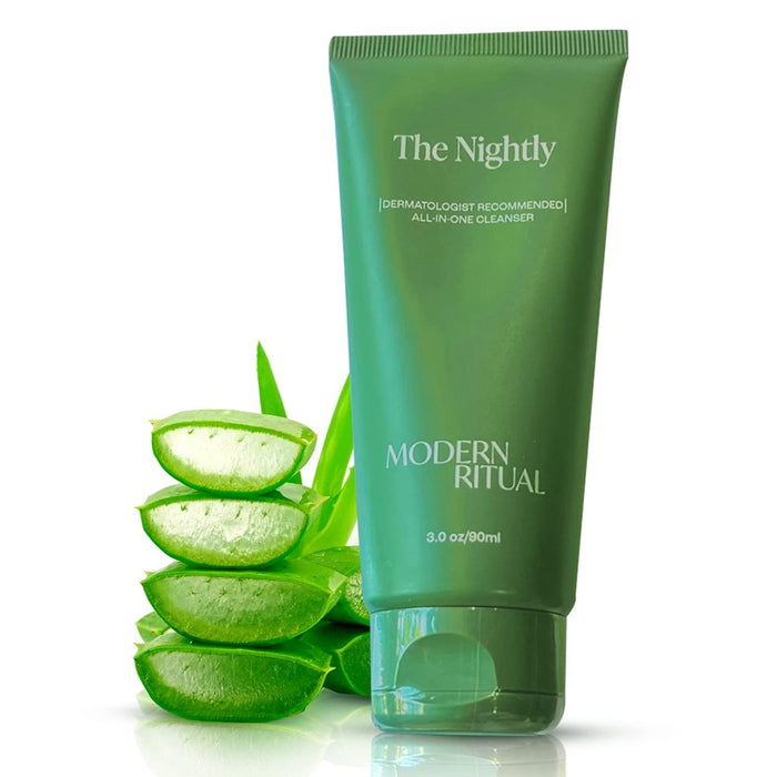 MODERN RITUAL 3 Fl Oz Facial Cleanser - All In One Night Time Salicylic Acid Cleanser With Hyaluronic Acid For Summers, Acne Face Wash, Brighter, Smoother & Hydrated Skin