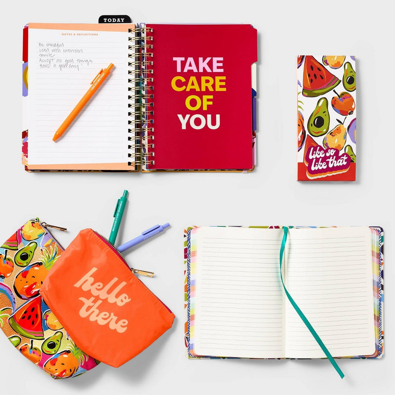 2pk Pouches - Tabitha Brown for Target: Multicolored Fruit Pattern, Small Pouch Bag, Polyester, Zip Closure, No Handles