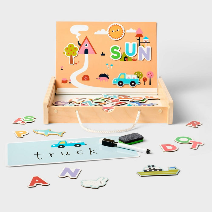 Magnetic Easel & Letters Set - 136pc - Gigglescape: Educational Toddler Activity, Letter Magnets, Creativity Focus