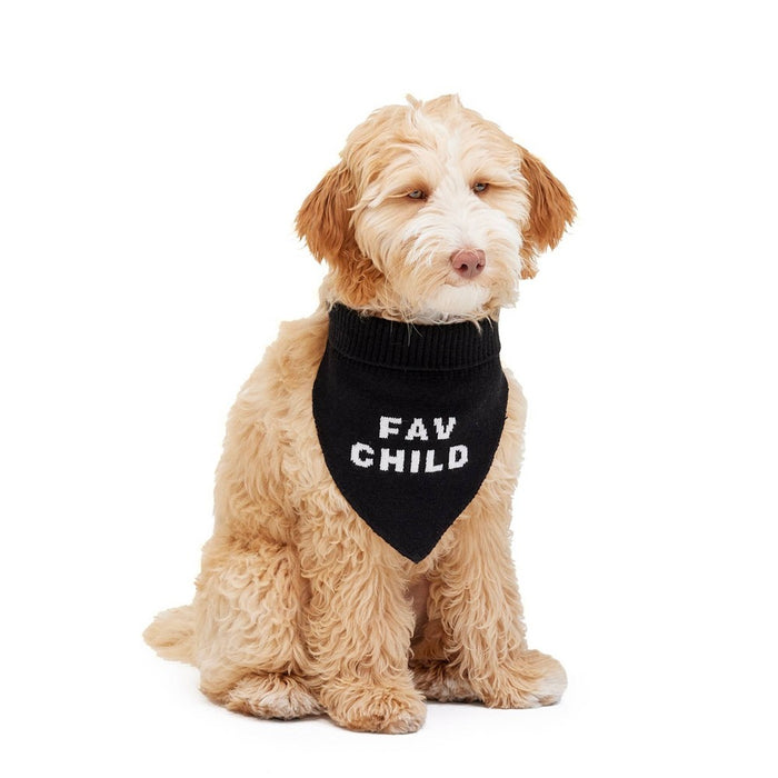 "Fav Child" Sweater Dog and Cat Bandana - Black - The Cuddle Collab - M/L