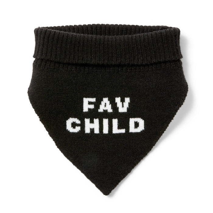 "Fav Child" Sweater Dog and Cat Bandana - Black - The Cuddle Collab - M/L