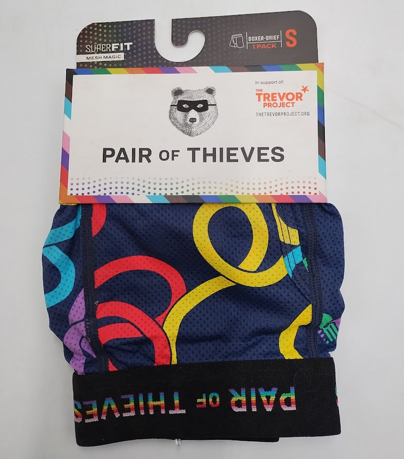 Pair of Thieves Men's Colorful Lines Super Fit Boxer Briefs - Blue S