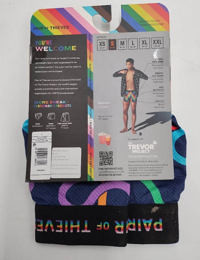Pair of Thieves Men's Colorful Lines Super Fit Boxer Briefs - Blue S