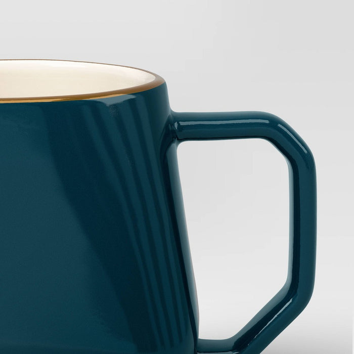 15oz Geo Mug Garnet with Gold Rim Teal Blue - Threshold