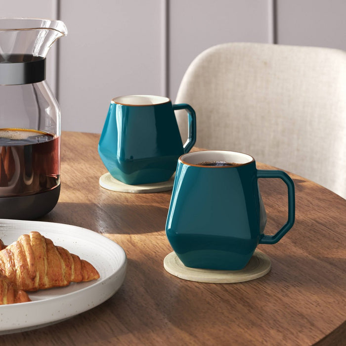 15oz Geo Mug Garnet with Gold Rim Teal Blue - Threshold