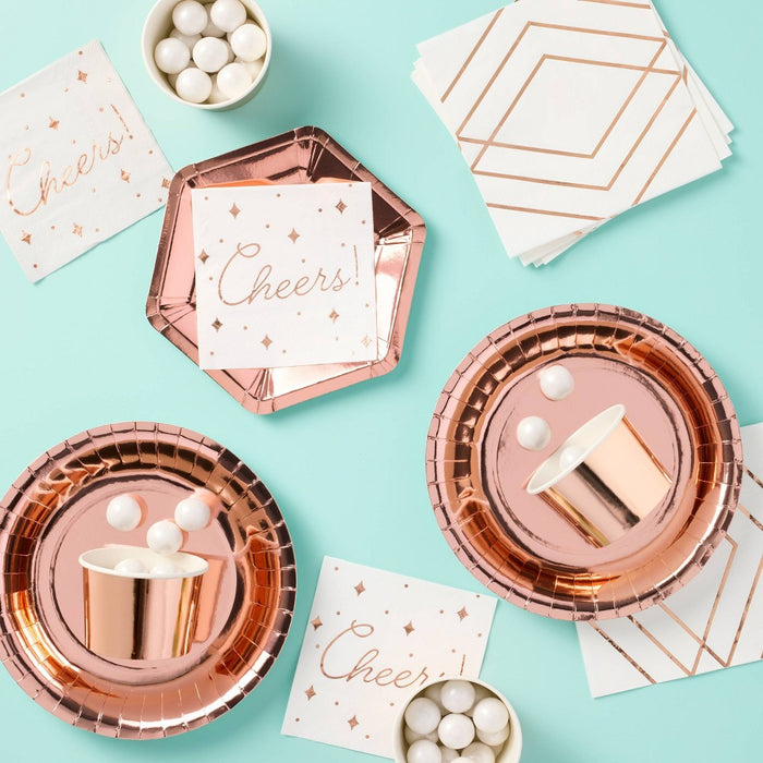 50ct Rose Gold Cheers Beverage Napkins - Spritz