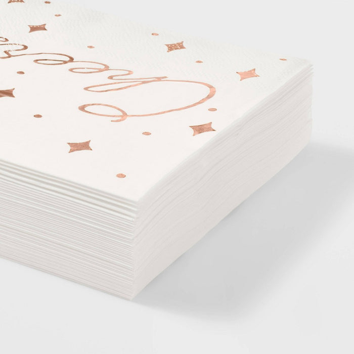 50ct Rose Gold Cheers Beverage Napkins - Spritz