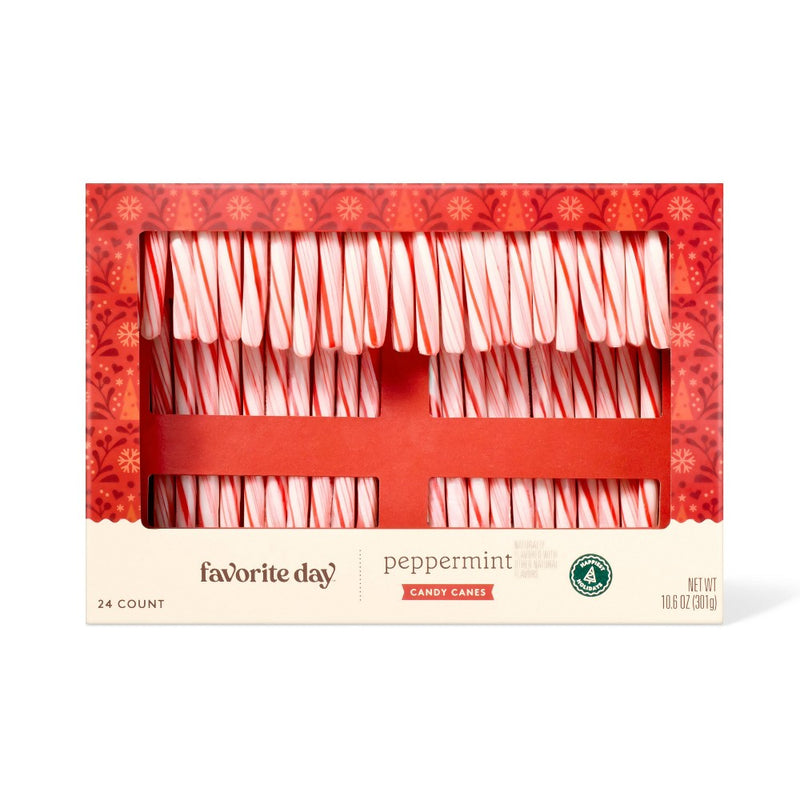 Christmas Peppermint Red & White Candy Canes - 10.6oz/24ct - Favorite Day
