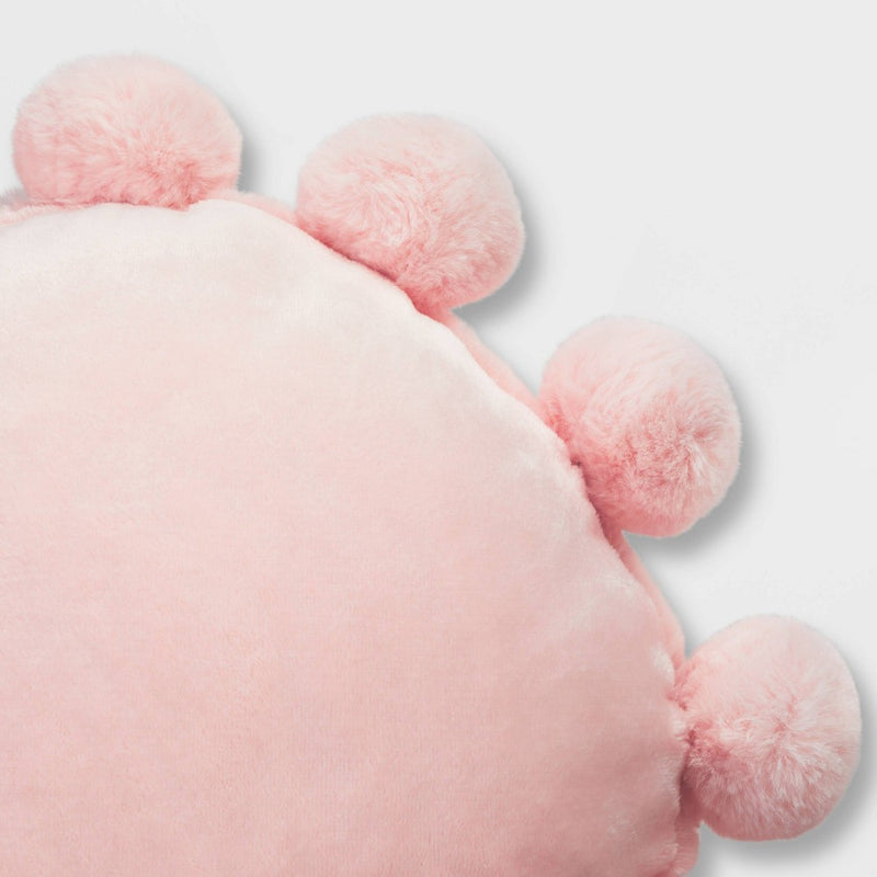 Round Plush Kids' Pillow with Pom-Poms Pink - Pillowfort: Sensory Friendly Decorative Throw Pillow, OEKO-TEX Certified