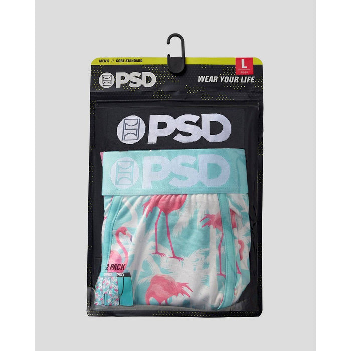 PSD Men's Flamingo Tropical Print Boxer Briefs 2pk - Pink/White/Light Aqua Blue L