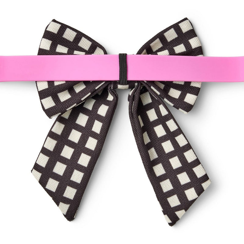 Dog and Cat Bow & Rosette Set - Squares/Blue Twill - The Cuddle Collab with Zelda, Titus & Brave