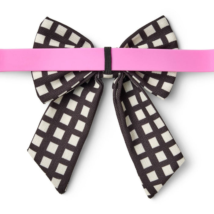 Dog and Cat Bow & Rosette Set - Squares/Blue Twill - The Cuddle Collab with Zelda, Titus & Brave