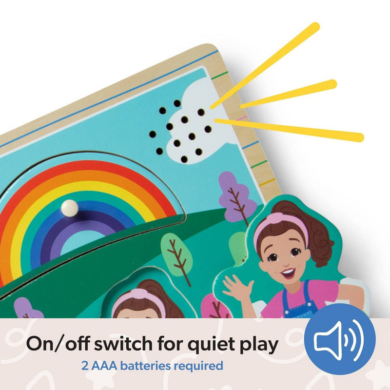 Melissa & Doug Ms. Rachel Wooden Song Peg Puzzle, 6-Piece Light-Activated Sound Puzzle with Full Songs