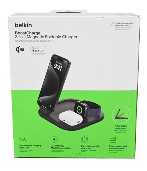 Belkin Qi2 15W 3-in-1 Wireless Pad/Stand - Black