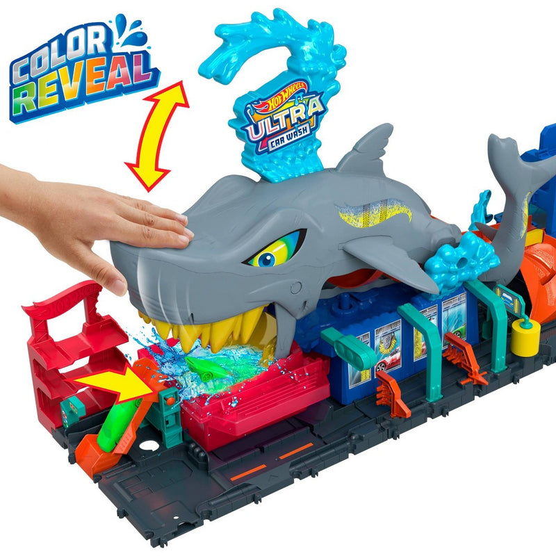 Hot Wheels Ultra Shark Car Wash Playset: Plastic Toy Vehicle Set, 1:64 Scale (LOCAL PICKUP ONLY)
