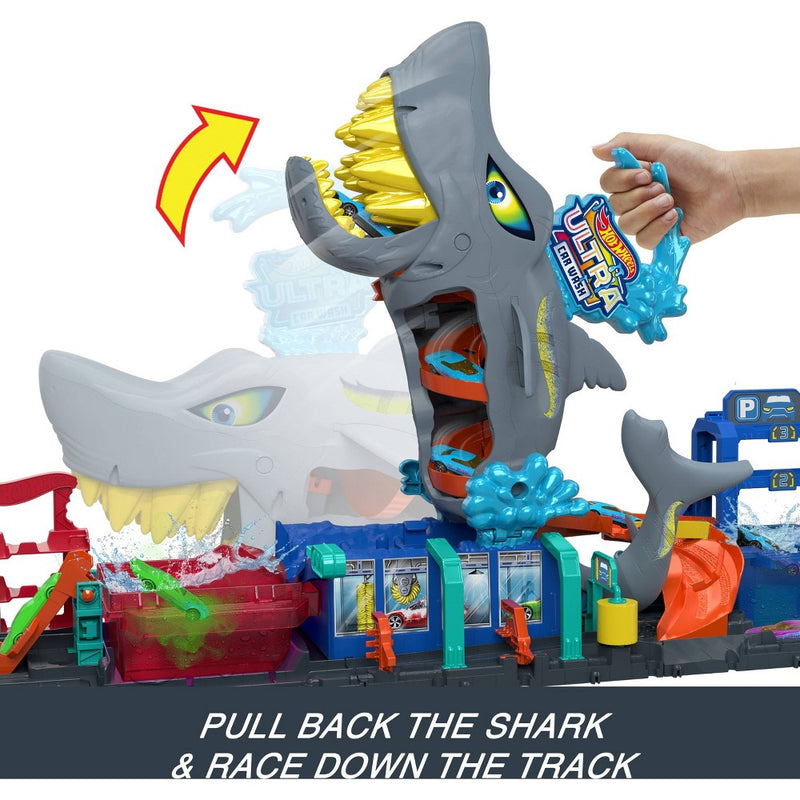 Hot Wheels Ultra Shark Car Wash Playset: Plastic Toy Vehicle Set, 1:64 Scale (LOCAL PICKUP ONLY)