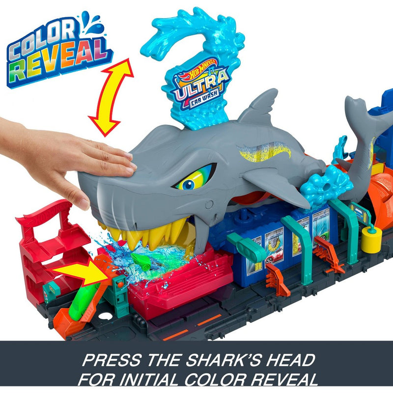Hot Wheels Ultra Shark Car Wash Playset: Plastic Toy Vehicle Set, 1:64 Scale (LOCAL PICKUP ONLY)