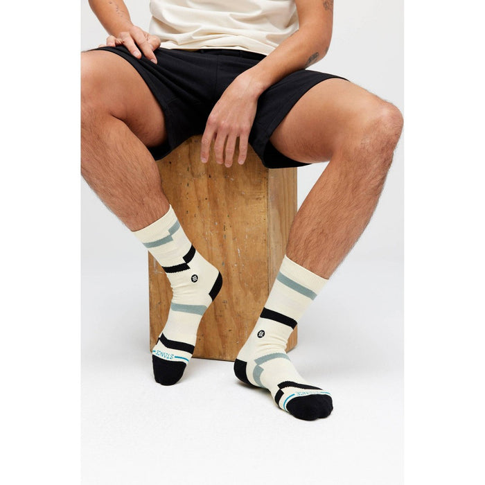 STANCE x WADE Men's Striped Slant Crew Socks - Tan 6-12