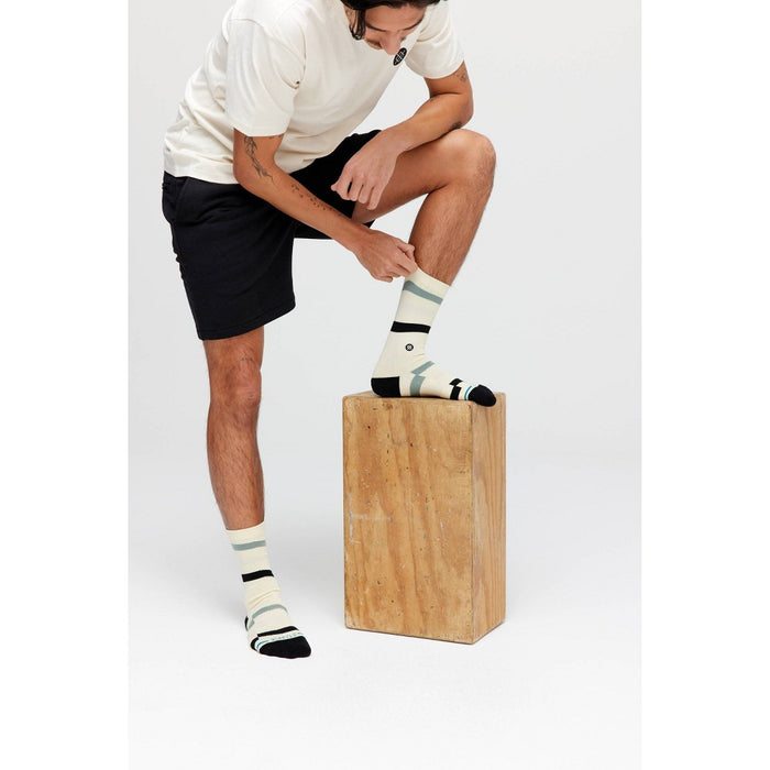 STANCE x WADE Men's Striped Slant Crew Socks - Tan 6-12