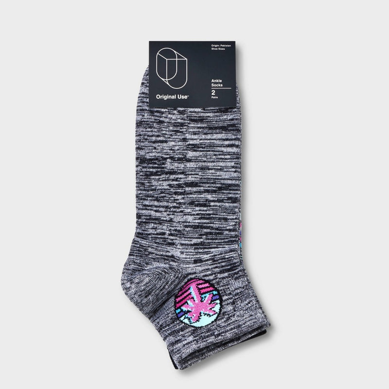 Men's Striped Neon Palm Tree Print Ankle Socks 2pk - Original Use 6-12