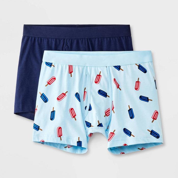 Men's Popsicle Print Boxer Briefs 2pk - Goodfellow & Co Light Blue S