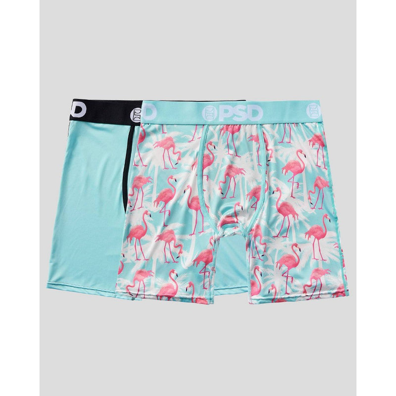 PSD Men's Flamingo Tropical Print Boxer Briefs 2pk - Pink/White/Light Aqua Blue XL