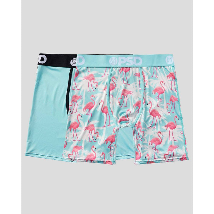 PSD Men's Flamingo Tropical Print Boxer Briefs 2pk - Pink/White/Light Aqua Blue XL