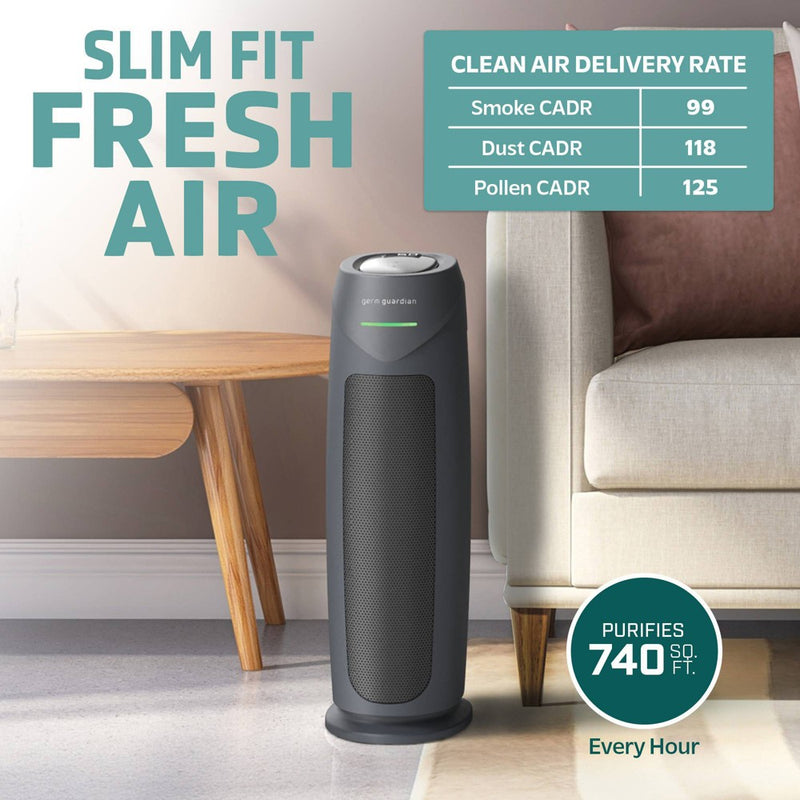 Germ Guardian Intelligent 22in Tower Air Purifier HEPA Filter UV-C Intellisense with AQI: UV Light Sanitizer, 500-800 sq. ft. Coverage (LOCAL PICKUP ONLY)