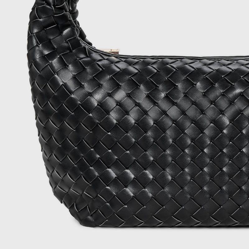 Woven Slouchy Shoulder Bag - A New Day Black