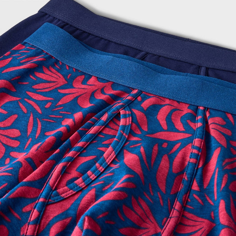 Men's Floral Print Boxer Briefs 2pk - Goodfellow & Co Blue/Red L