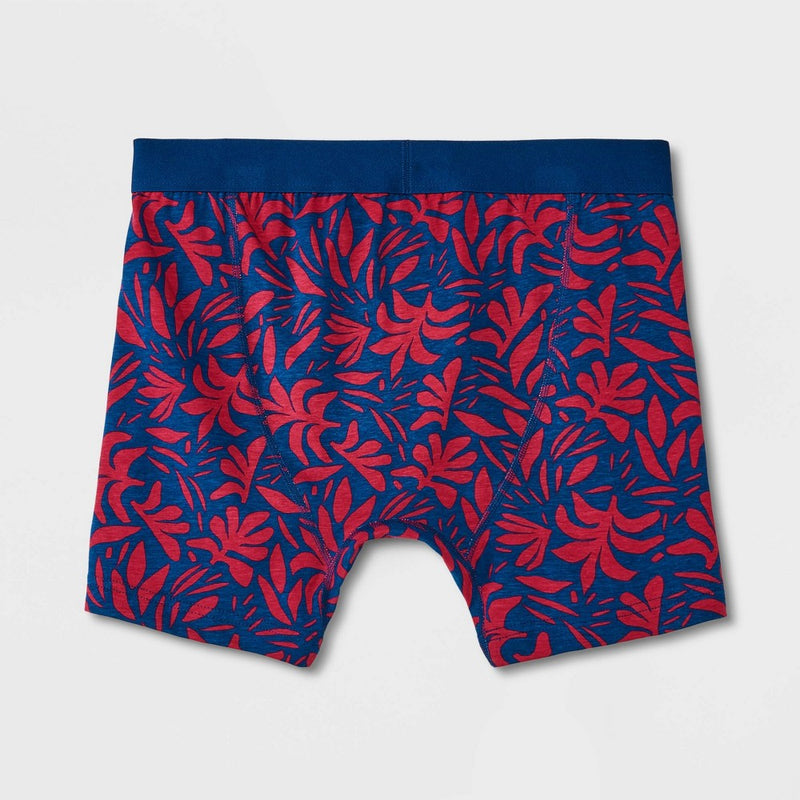 Men's Floral Print Boxer Briefs 2pk - Goodfellow & Co Blue/Red L