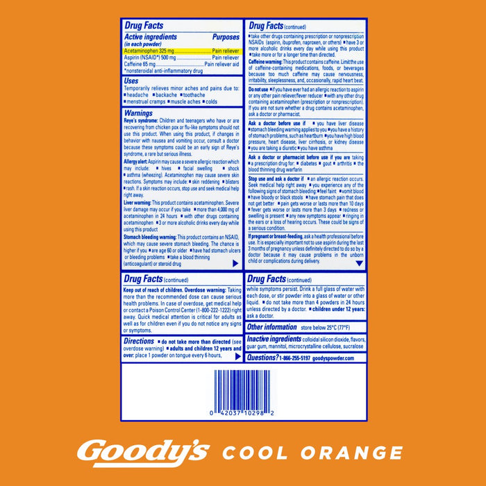 Goody's Extra Strength Headache and Pain Relief Powder - Acetaminophen - Cool Orange - 24ct