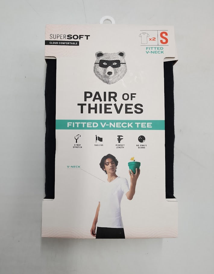 Pair of Thieves Men's 2pk V-Neck Undershirt - Black S