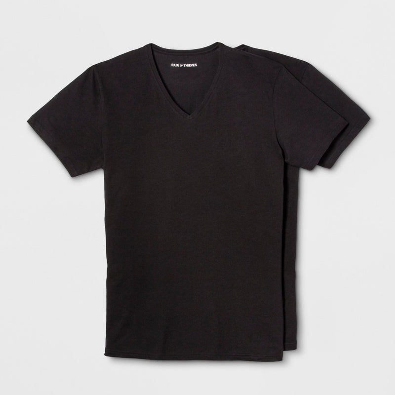 Pair of Thieves Men's 2pk V-Neck Undershirt - Black S