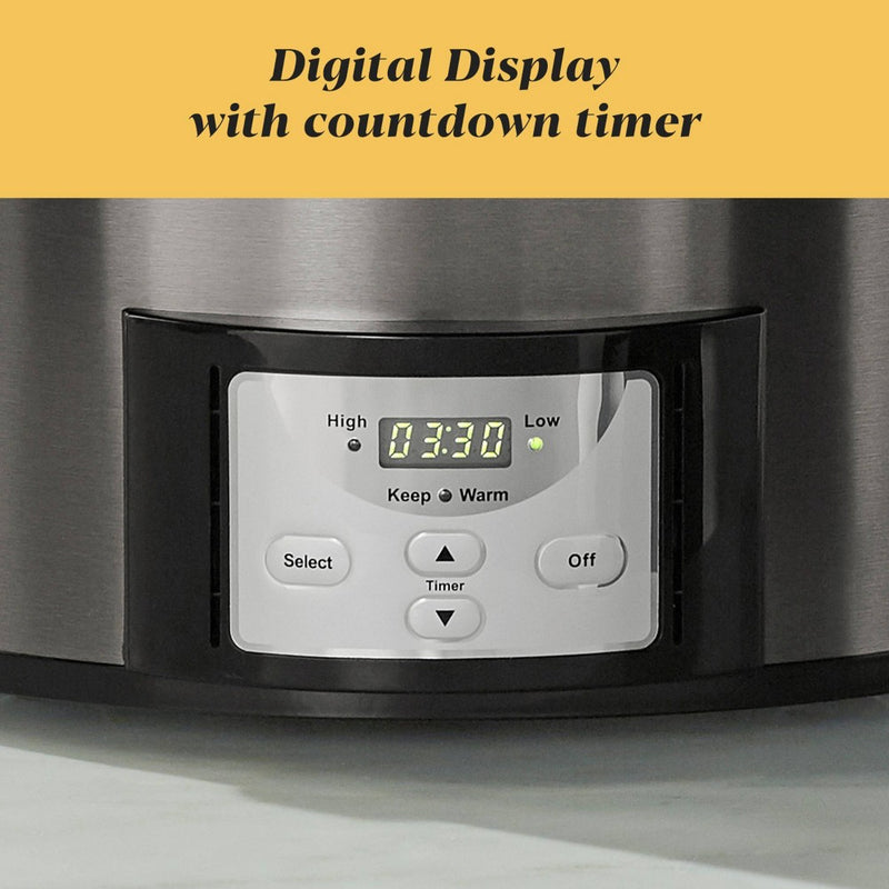 Crock-Pot 7qt Cook & Carry Programmable Easy-Clean Slow Cooker Stainless Steel: 3 Settings, Dishwasher-Safe Parts