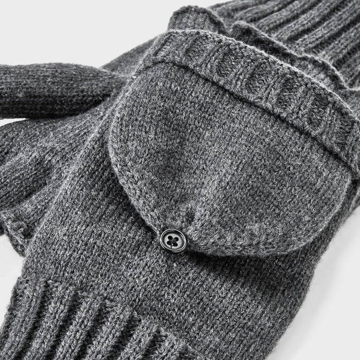 Men's Covertible with Fleece Flip Top Mittens - Goodfellow & Co Charcoal Gray One Size Fits Most