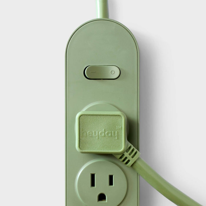 6' 5-Outlet Power Strip Extension Cord Green - heyday: Flat Extension, Indoor Use, 15A, 14 AWG, 6ft Cord
